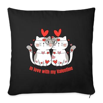 Amoureux de ma Valenttine - Housse de coussin décorative 45 x 45 cm - noir - Devant