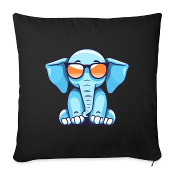 Chill-Elefant - Sonnenbrille & Sommerflair - Sofakissenbezug 45 x 45 cm - Schwarz - Vorne