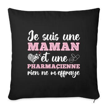Je suis maman et pharmacienne cadeau fête des mère - Housse de coussin décorative 45 x 45 cm - noir - Devant