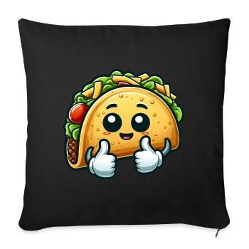 Cute Taco Cartoon Mexican Cuisine - Sofa pillowcase 17,3'' x 17,3'' (45 x 45 cm) - black - Front