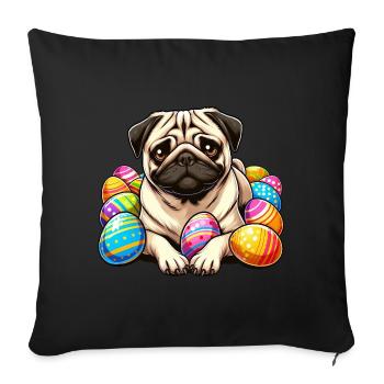 Cute Pug Easter Easter Egg Cartoon Relax Chill - Sofa pillowcase 17,3'' x 17,3'' (45 x 45 cm) - black - Front