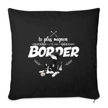 Ce modèle existe aussi avec texte blanc ou noir. - Housse de coussin décorative 45 x 45 cm - noir - Devant