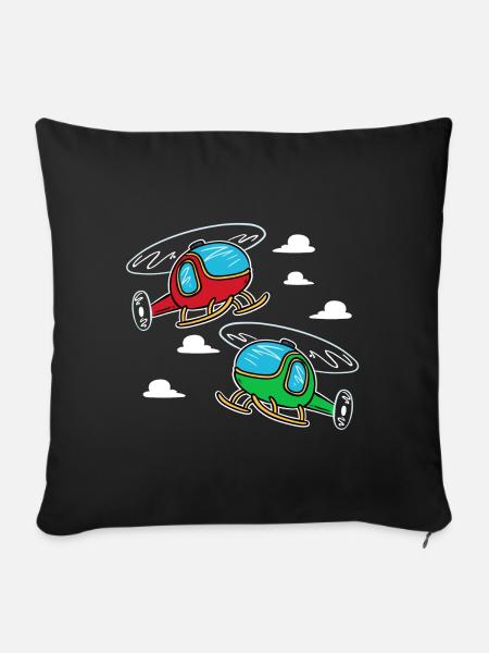 zwei kleine Helikopter | Pilot - Sofakissenbezug 45 x 45 cm - Schwarz