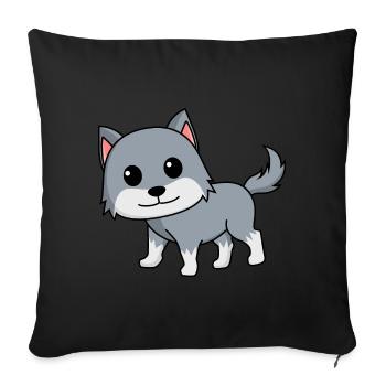 Wolf Comic Tier - Sofakissenbezug 45 x 45 cm - Schwarz - Vorne