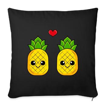 Ananas Paar Liebe Comic - Sofakissenbezug 45 x 45 cm - Schwarz - Vorne