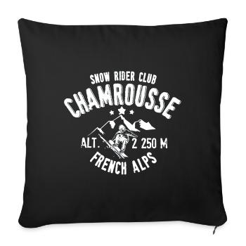 Chamrousse snow rider club - Housse de coussin décorative 45 x 45 cm - noir - Devant