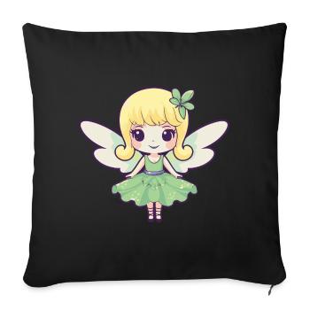 Fée Bande Dessinée Mignon - Housse de coussin décorative 45 x 45 cm - noir - Devant