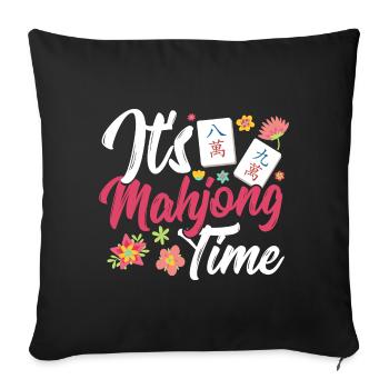 Cadeau pour les fans de Mahjong - Housse de coussin décorative 45 x 45 cm - noir - Devant