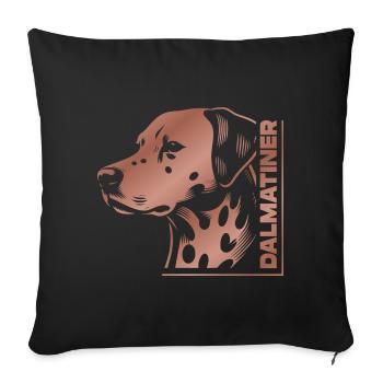 Portrait dalmatien dessin tête or rose - Housse de coussin décorative 45 x 45 cm - noir - Devant