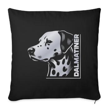 Dalmatien Portrait Dessin Tête Argent - Housse de coussin décorative 45 x 45 cm - noir - Devant
