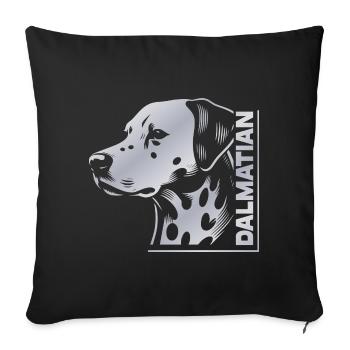 Dalmatien Portrait Dessin Tête Argent - Housse de coussin décorative 45 x 45 cm - noir - Devant