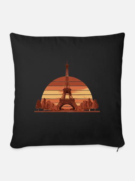L’élégance de la Tour Eiffel sur votre T-shirt - Housse de coussin décorative 45 x 45 cm - noir