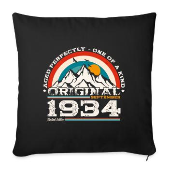 90th Birthday Original September 34 Born 1934 - Sofa pillowcase 17,3'' x 17,3'' (45 x 45 cm) - black - Front
