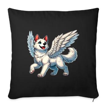 Elégant Husky Ange Ailes Coeur Amour - Housse de coussin décorative 45 x 45 cm - noir - Devant