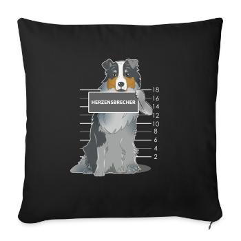 Australian Shepherd heartbreaker dog gift - Sofa pillowcase 17,3'' x 17,3'' (45 x 45 cm) - black - Front
