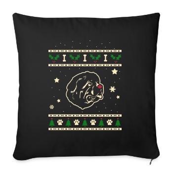 Neufundland Weihnachtsgeschenk - Sofakissenbezug 45 x 45 cm - Schwarz - Vorne