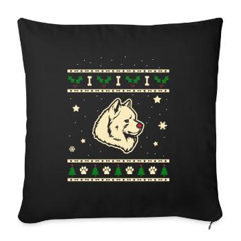 Samojeden Weihnachtsgeschenk - Sofakissenbezug 45 x 45 cm - Schwarz - Vorne