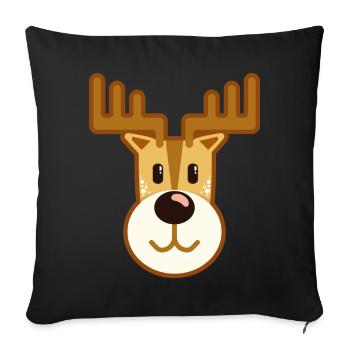 Cadeau de dessin animé de dessin animé de Noël de cerfs-volants - Housse de coussin décorative 45 x 45 cm - noir - Devant