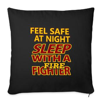 firefighter - Firefighter - Sleep with a FF - Sofa pillowcase 17,3'' x 17,3'' (45 x 45 cm) - black - Front