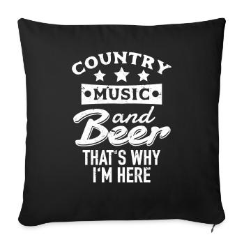 Country Music and Beer - Sofa pillowcase 17,3'' x 17,3'' (45 x 45 cm) - black - Front