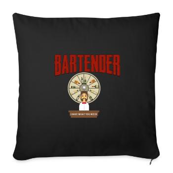 Barman - Barman - Bar - Housse de coussin décorative 45 x 45 cm - noir - Devant