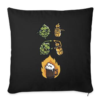 Hopfen und Weizen Fusion zu Bier - Sofakissenbezug 45 x 45 cm - Schwarz - Vorne