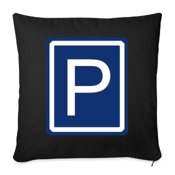Parking Car Parking garage Parking bay Road sign - Sofa pillowcase 17,3'' x 17,3'' (45 x 45 cm) - black - Front