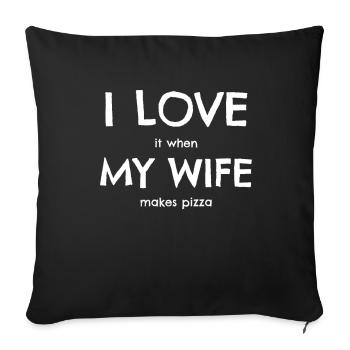 Pizza funny saying pizzeria - Sofa pillowcase 17,3'' x 17,3'' (45 x 45 cm) - black - Front