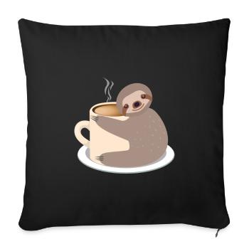 Sloth sweet coffee / cocoa cup Hot gift idea - Sofa pillowcase 17,3'' x 17,3'' (45 x 45 cm) - black - Front