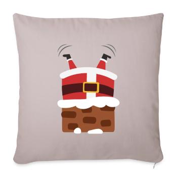 Père Noël de Noël cheminée aide - Housse de coussin décorative 45 x 45 cm - taupe clair - Devant