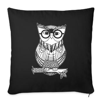 nerd owl night bird geek nerdy gift shirt - Sofa pillowcase 17,3'' x 17,3'' (45 x 45 cm) - black - Front