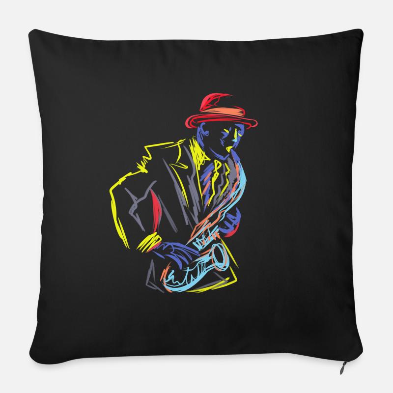 Saxophon Saxophonist Instrument Jazz Marching - Sofakissenbezug 45 x 45 cm - Schwarz