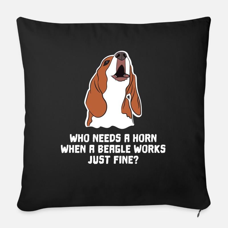 Drôle Beagle Idée Cadeau Beagle Lovers Alarm Horn - Housse de coussin décorative 45 x 45 cm - noir