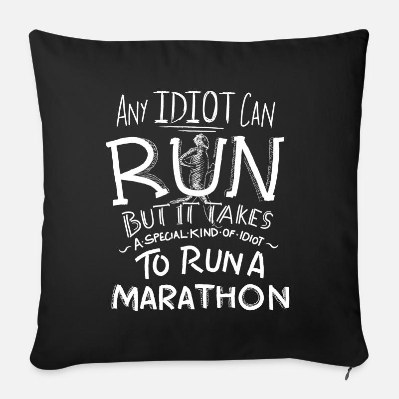 Marathon Runner Running Gift Funny Quotes Idiot - Sofa pillowcase 17,3'' x 17,3'' (45 x 45 cm) - black