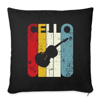 Cellist Gift Idea Cello Player Retro Cello 70s 80s - Sofa pillowcase 17,3'' x 17,3'' (45 x 45 cm) - black - Front