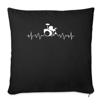 Drums Funny Drummer Gift Idea Drummer Heartbeat - Sofa pillowcase 17,3'' x 17,3'' (45 x 45 cm) - black - Front