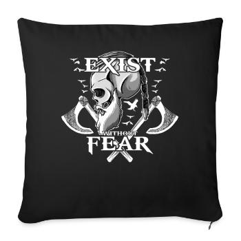 EXIST WITHOUT FEAR - SKULL AX CROW VIKING Gifts - Sofa pillowcase 17,3'' x 17,3'' (45 x 45 cm) - black - Front