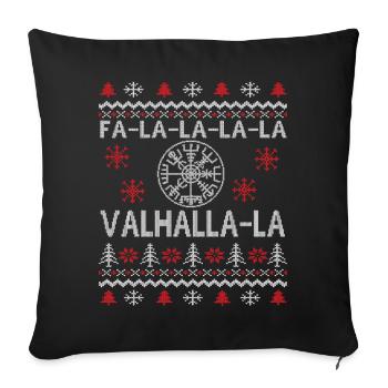 FALALALA VALHALLA LA - VIKING UGLY XMAS SWEATER - Sofa pillowcase 17,3'' x 17,3'' (45 x 45 cm) - black - Front
