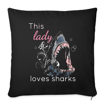 Amant De Requin Cette Dame Aime Les Requins - Housse de coussin décorative 45 x 45 cm - noir - Devant