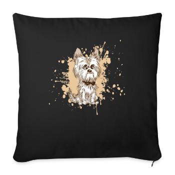 Gezeichnetes Yorkie-Karikatur-Yorkshire-Terrier-Inhaber-Geschenk - Sofakissenbezug 45 x 45 cm - Schwarz - Vorne