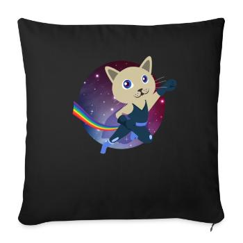 Cute cat superhero universe levitation kitty - Sofa pillowcase 17,3'' x 17,3'' (45 x 45 cm) - black - Front