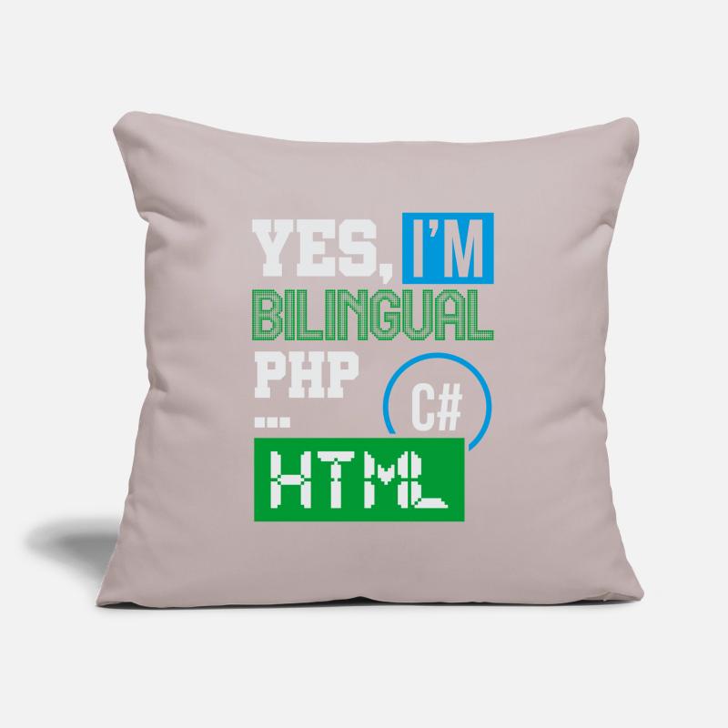 Programmeur informatique Humour Oui, je suis bilingue HTML Housse de coussin décorative 45 x 45 cm