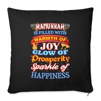 Hanukkah Bonheur Joie Prospérité Bonheur - Housse de coussin décorative 45 x 45 cm - noir - Devant