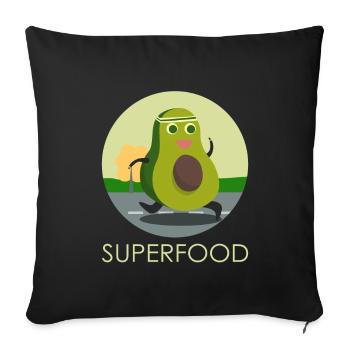 Jogging de l'entraînement sportif drôle Superfood à l'avocat - Housse de coussin décorative 45 x 45 cm - noir - Devant