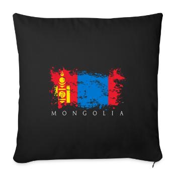 Mongolie Mongolie Asie drapeau pays drapeau - Housse de coussin décorative 45 x 45 cm - noir - Devant
