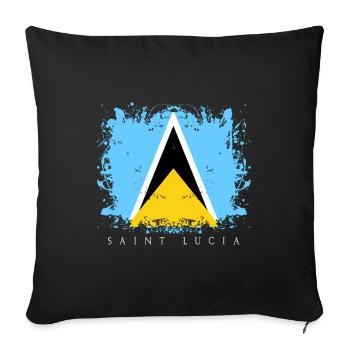 Saint Lucia St. Lucia Caribbean Flag Flag Country - Sofa pillowcase 17,3'' x 17,3'' (45 x 45 cm) - black - Front