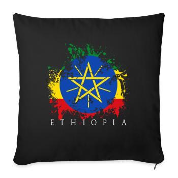 Éthiopie Éthiopie État du pavillon d'Addis-Abeba - Housse de coussin décorative 45 x 45 cm - noir - Devant