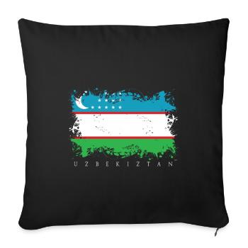 Drapeau de l'Ouzbékistan drapeau État de Tachkent Asie - Housse de coussin décorative 45 x 45 cm - noir - Devant