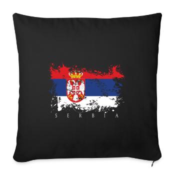 Serbie drapeau de la serbie drapeau pays personnes fierté - Housse de coussin décorative 45 x 45 cm - noir - Devant