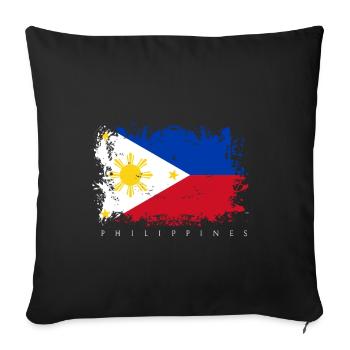 Philippines Drapeau Asie Drapeau Nationalité État - Housse de coussin décorative 45 x 45 cm - noir - Devant